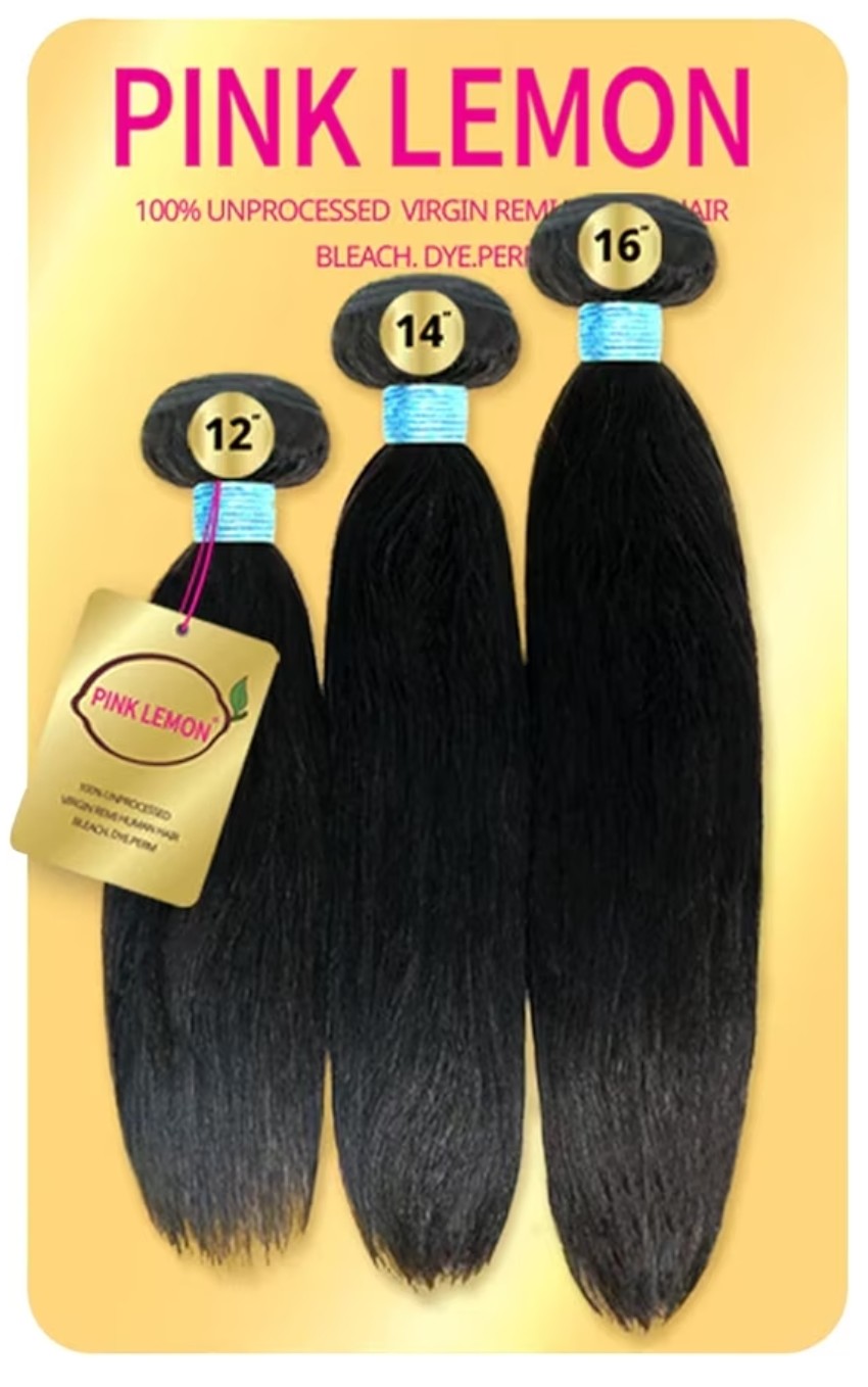 Pink lemon Straight 3 pack bundle virgin unprocessed hair