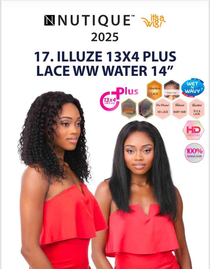 HH Illuze 13x4 plus lace wet and wavy water wave wig 14