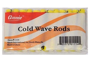 Annie Short Cold Wave Rods with Rubber Band #1114, 12 Count Yellow 3/16 Inch