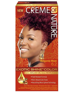 Exotic Shine Hair Color by Creme of Nature, 6.2 Burgundy Blaze, with Argan Oil from Morocco, 1 Application