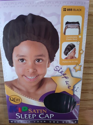 Kids satin sleep cap black