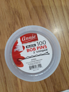 Annie black 100 bob pins 2" crimped
