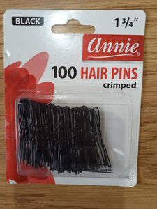 Annie black 100 hair pins crimped 1 3/4 "