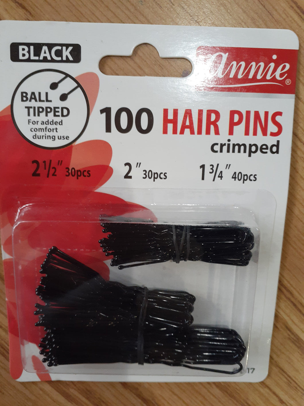 Annie black 100 hair pins crimped 3 different sizes