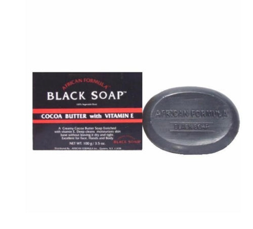 African Formula Black Soap Cocoa Butter With Vitamin E 3.5 oz / 100g
