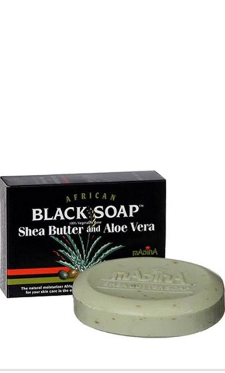 Madina African Black Soap Shea Butter And Aloe Vera, 3.5 Oz