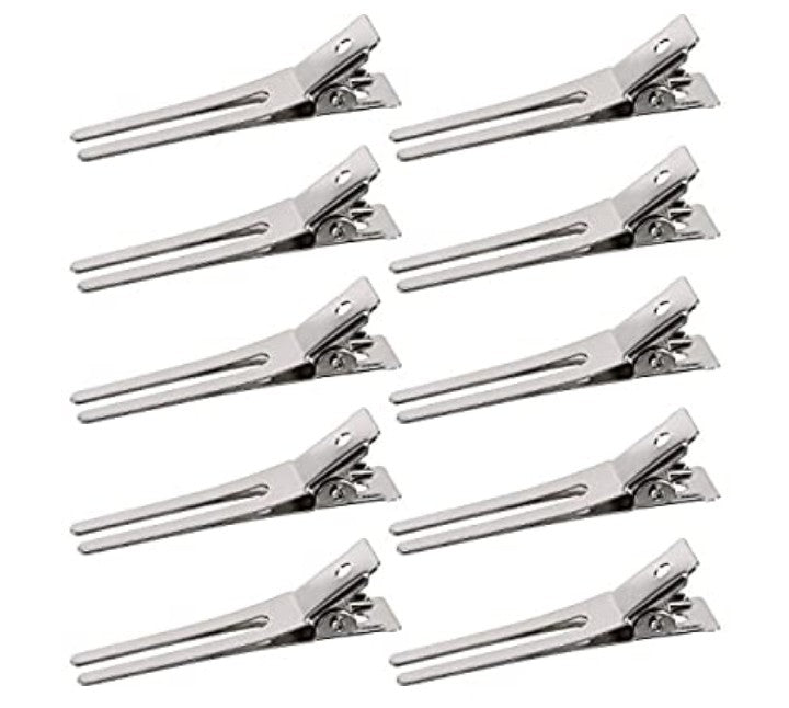 24 Pcs Metal Silver Hair Clips for Women Pin Curl Roller, Double Prong Root  Lift Clips for Curly Hair Volume, Loc Clips for Locs Retwist Dreads, Short