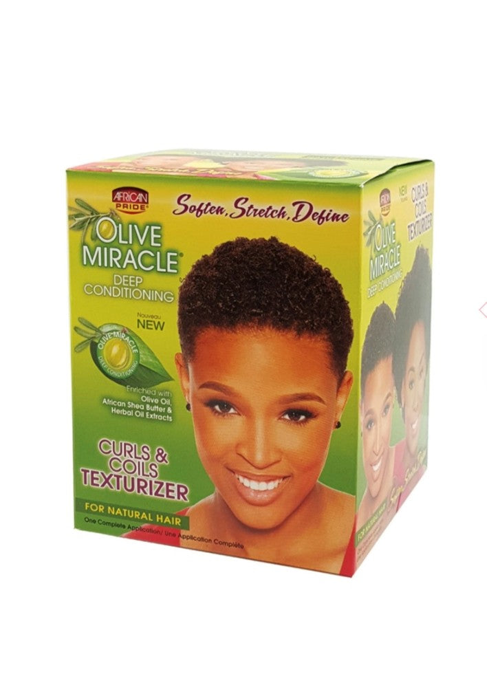 AFRICAN PRIDE | Olive Miracle Texturizer Curls Coils 1app Kit