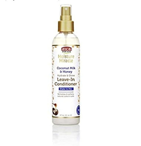 African Pride Moisture Miracle Coconut Milk & Honey Leave-In Conditioner - Refreshes & Softens Natural Coils & Curls, Hydrates & Shines, 8 oz